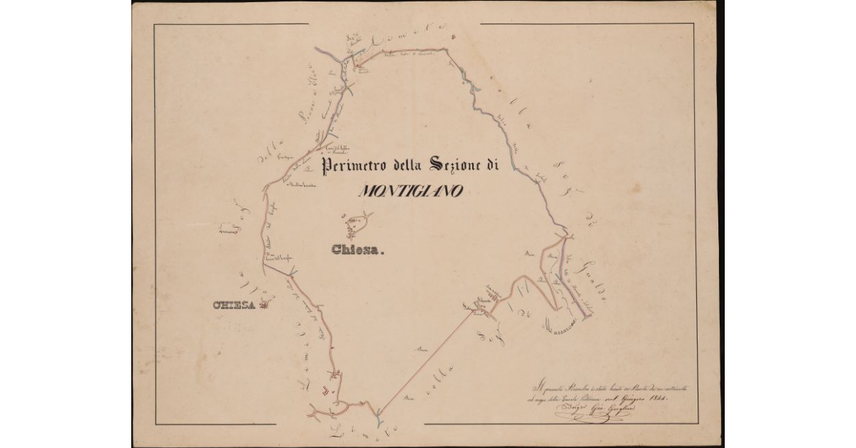 foglio unico. Perimetro della sezione di Montignano. Comunità di Viareggio
