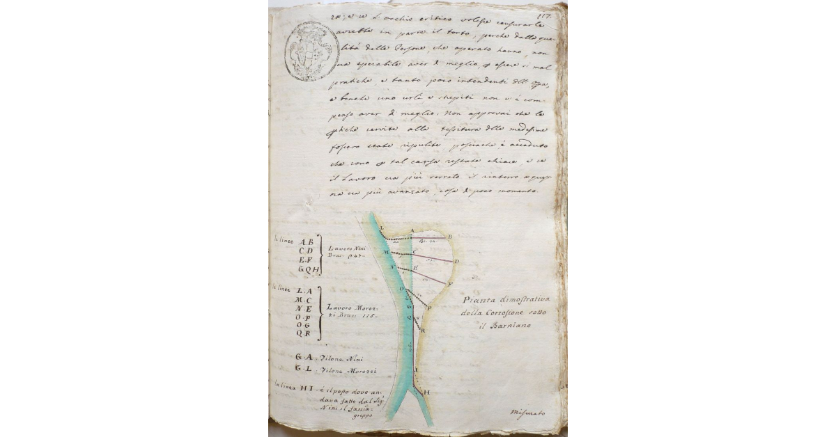 Pianta dimostrativa della corrosione sotto il Barniano [in Val di Chiana]