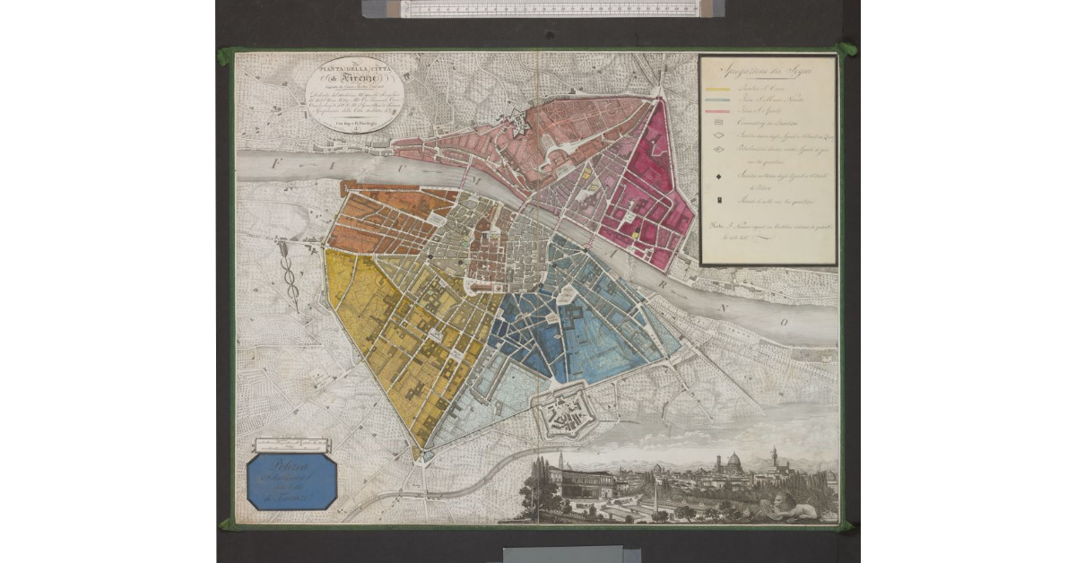 Polizia subalterna della città di Firenze. Pianta della città di Firenze disegnata da Cesare Merlini l’anno 1818 […]