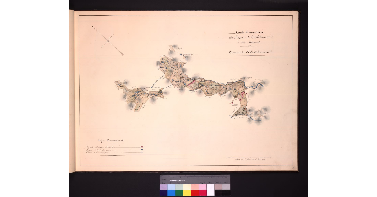 Carta geometrica dei Lagoni di Castelnuovo e sue adiacenzepertiche 100 di braccia 5 l’una