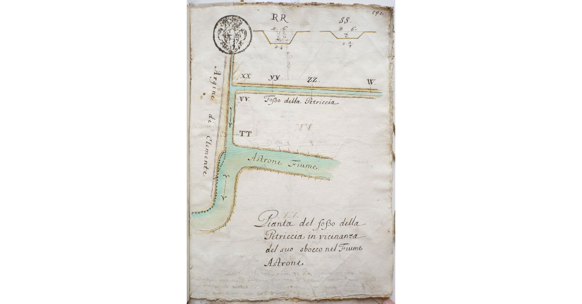 Pianta del Fosso della Petriccia in vicinanza del suo sbocco nel Fiume Astrone