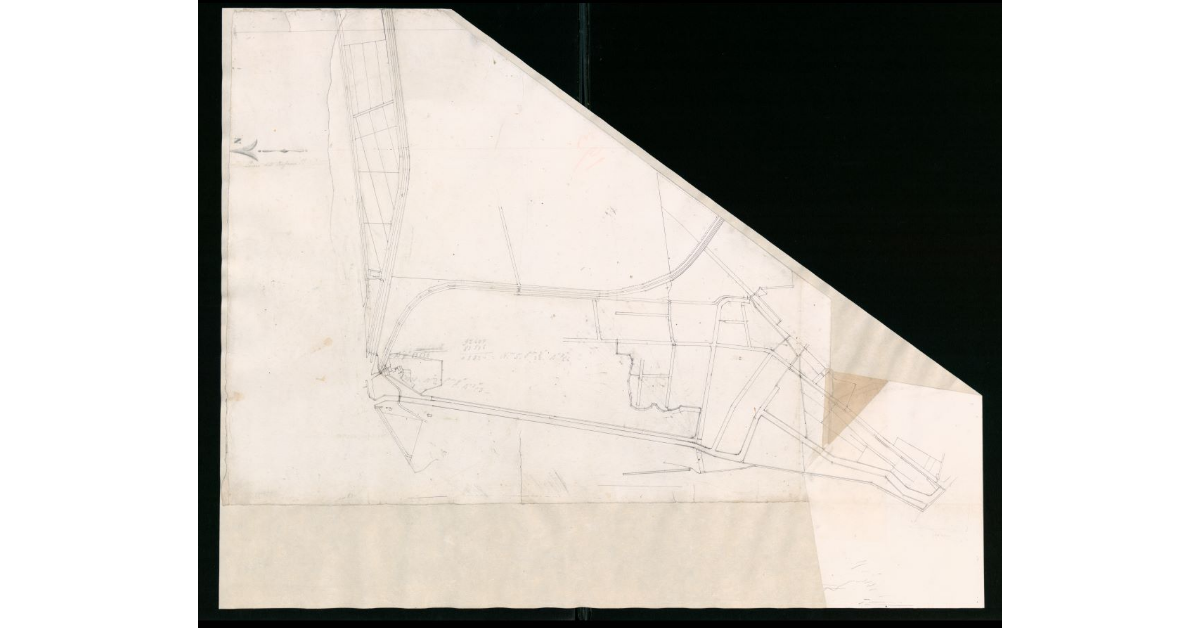 [Sbozzo di mappa relativa a un podere della Valdichiana probabilmente situato nella comunità di Foiano]