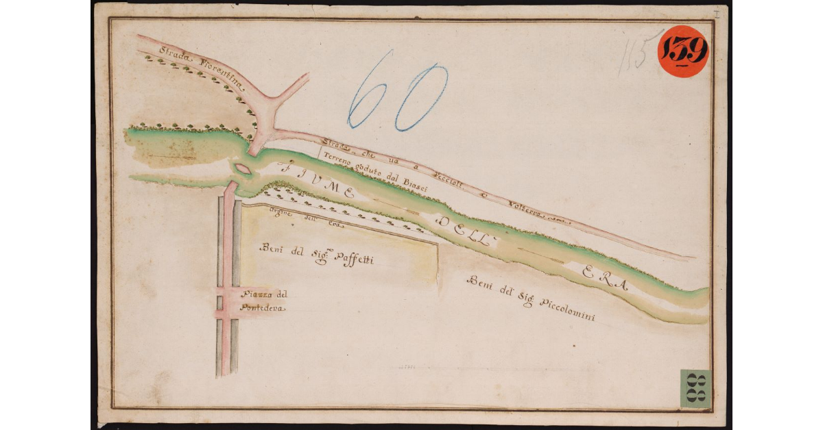 [Pianta raffigurante una porzione del corso dell'Era presso il paese di Pontedera]