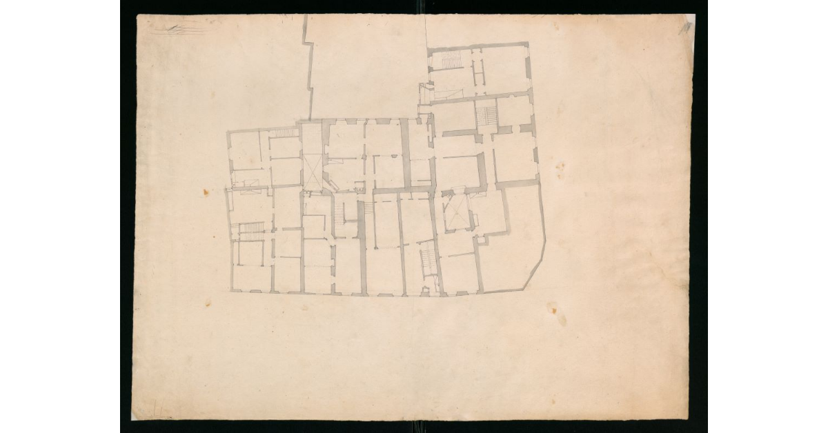 [Planimetria di un piano di un grande edificio non identificato]
