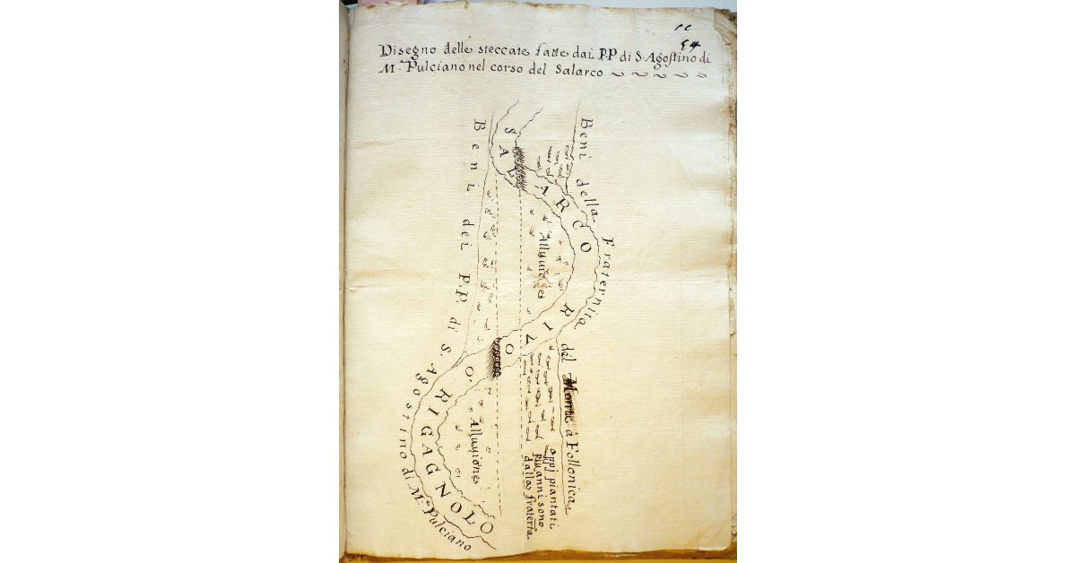 Disegno delle steccate fatte dai Padri di Sant'Agostino di Monte Pulciano nel corso del Salarco