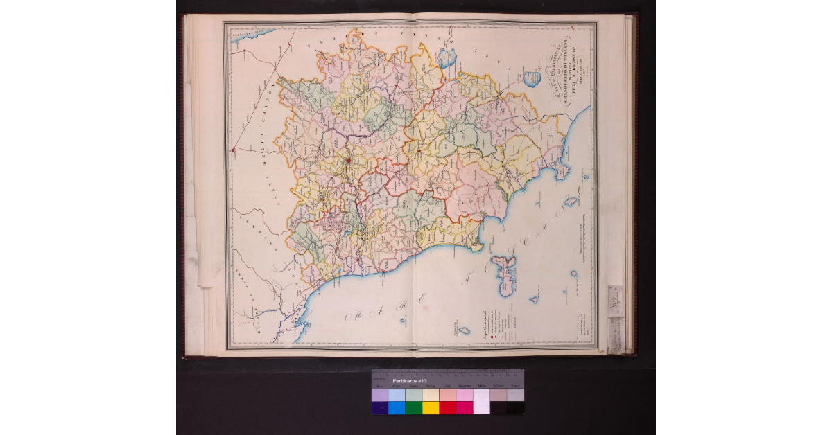 Carta geometrica del Granducato di Toscana divisa per Uffizi di registro