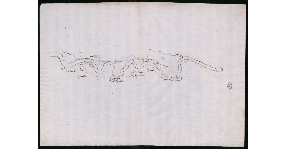 [Carta schematica di un tratto del Fiume Ombrone nel territorio pistoiese]
