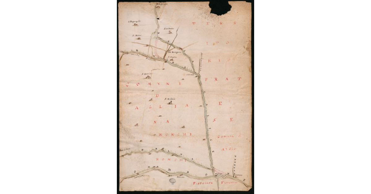 [Carta dell'Ombrone e dei suoi affluenti nella pianura pistoiese]