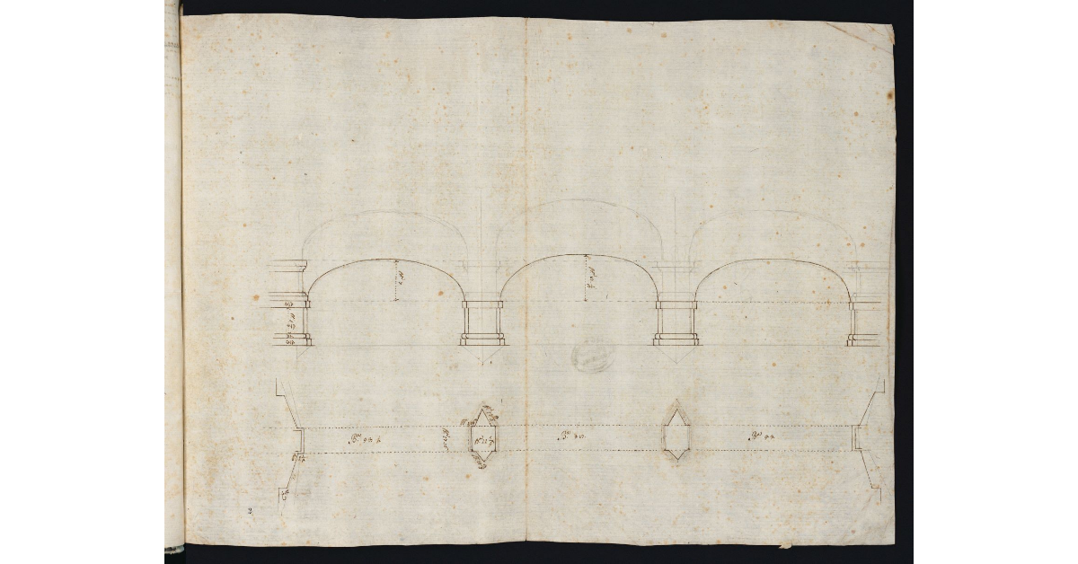 [Pianta e alzato del Ponte di Santa Trinita sull'Arno a Firenze]