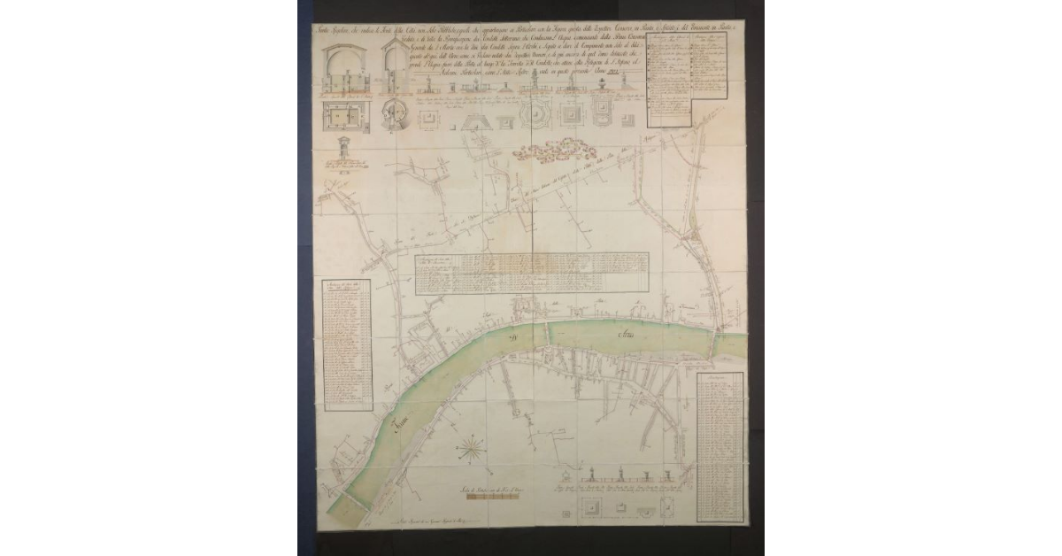 Pianta regolare che indica le fonti della città [di Pisa] non solo pubbliche […]