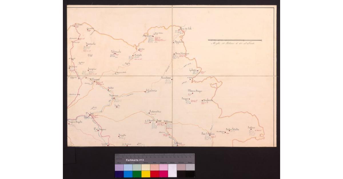 [Carta della dislocazione sul territorio toscano degli uffici dell'amministrazione statale: governativi, giudiziari, finanziari e militari]