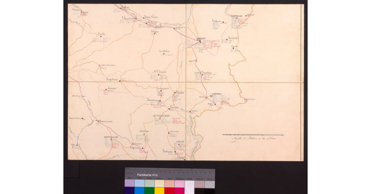 [Carta della dislocazione sul territorio toscano degli uffici dell'amministrazione statale: governativi, giudiziari, finanziari e militari]