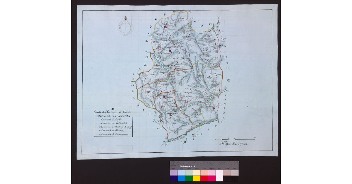Carta dei Territori di Casole [d’Elsa] divisa nelle sue Comunità