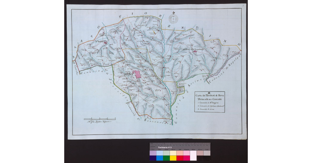 Carta dei Territori di Siena divisa nelle sue Comunità