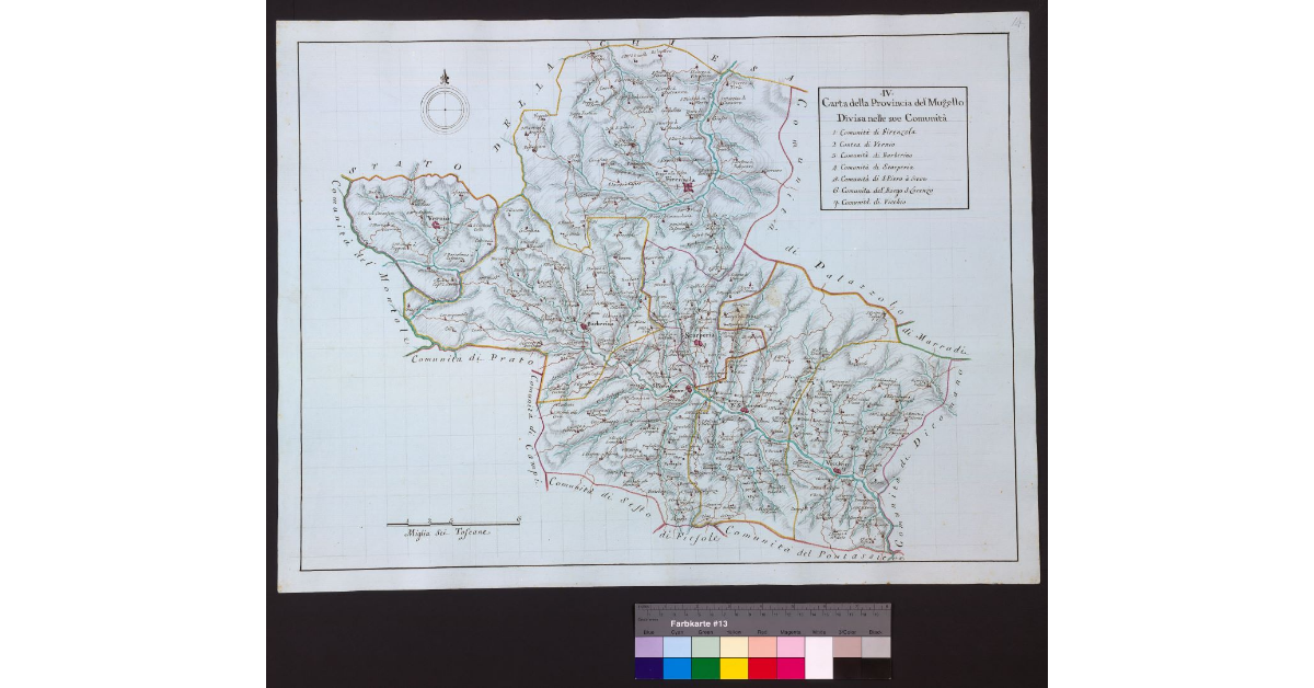 Carta della Provincia del Mugello divisa nelle sue Comunità