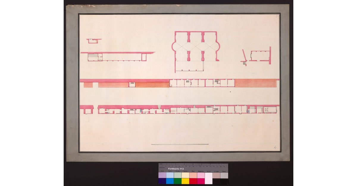 Piante di vari stabili a contatto col vecchio circondario delle mura urbane