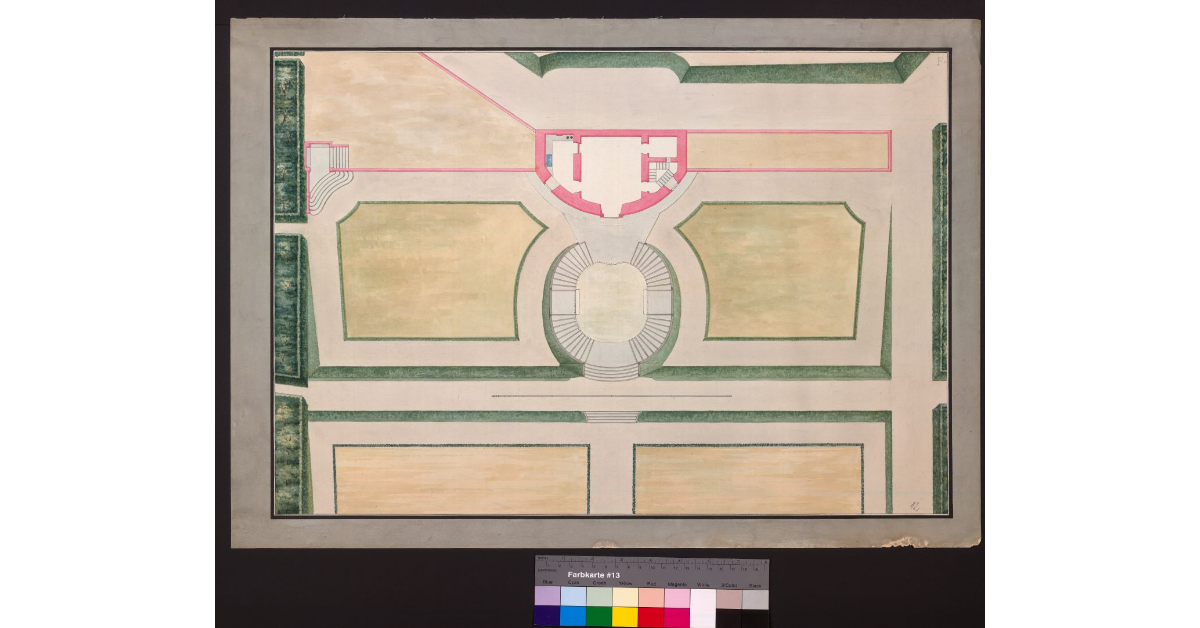 Pianta del pian terreno del Caffe-Hauss [di Boboli], con una parte dei viali e vigne annesse