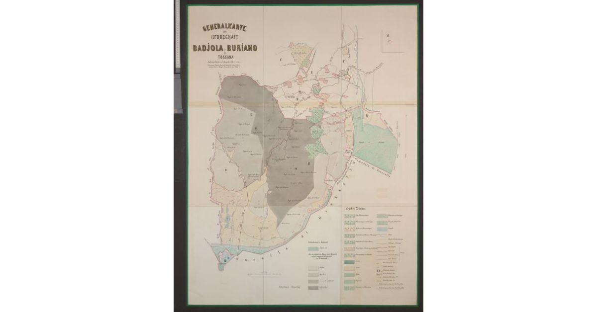 Generalkarte der herrschaft Badjola e Buriano in Toscana Nach dem Stande zu Anfang des Jahres 1876