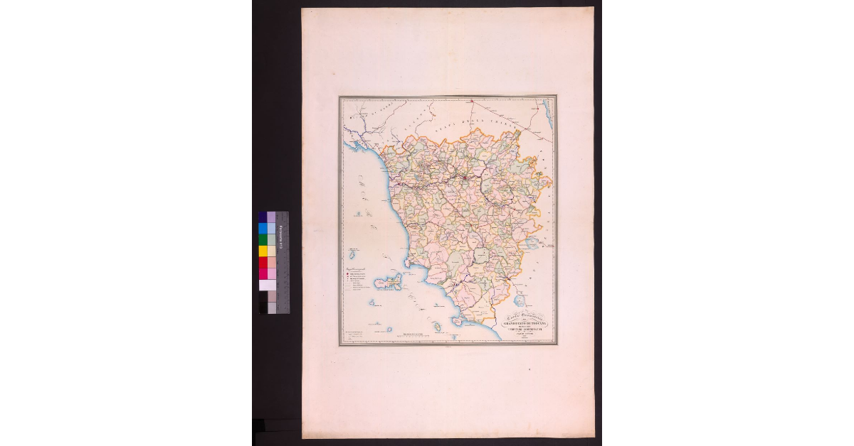 Carta geometrica del granducato di Toscana divisa per territori comunitativi da Fulvio Cocchi, 1850, Firenze