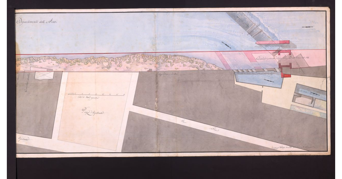 Pianta della nuova strada sulla riva destra dell'Arno dal ponte alla Carraia alla pescaia d'Ognissanti. Progetto da eseguirsi nella città di Firenze e Dipartimento dell'Arno