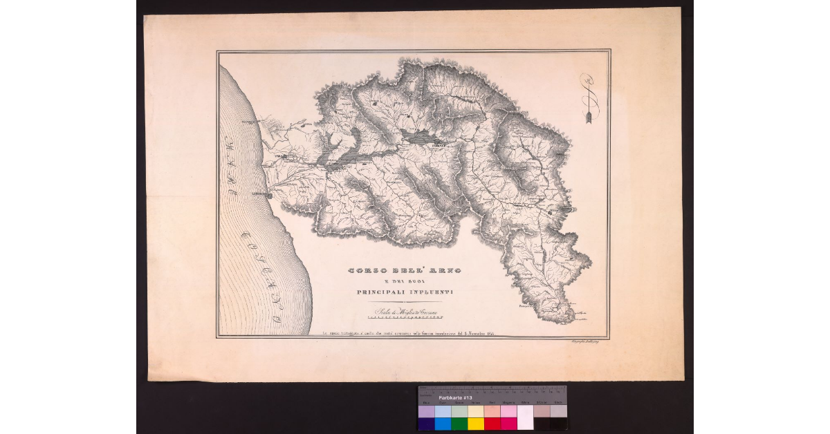 Corso dell'Arno e dei suoi principali influenti