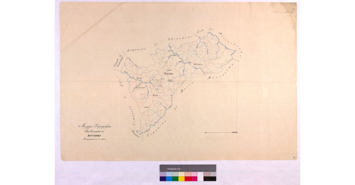 Mappa topografica della comunità di Montieri nella proporzione di 1:40.000