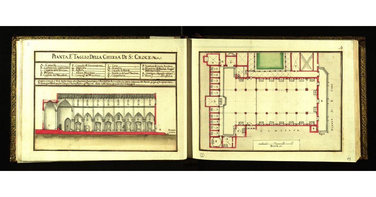 Pianta e taglio della Chiesa di S. Croce