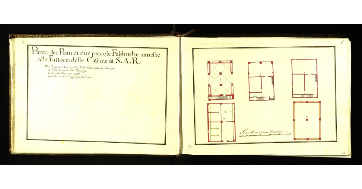 Pianta dei piani di due piccole fabbriche annesse alla Fattoria delle Cascine di S.A.R. [a Firenze]