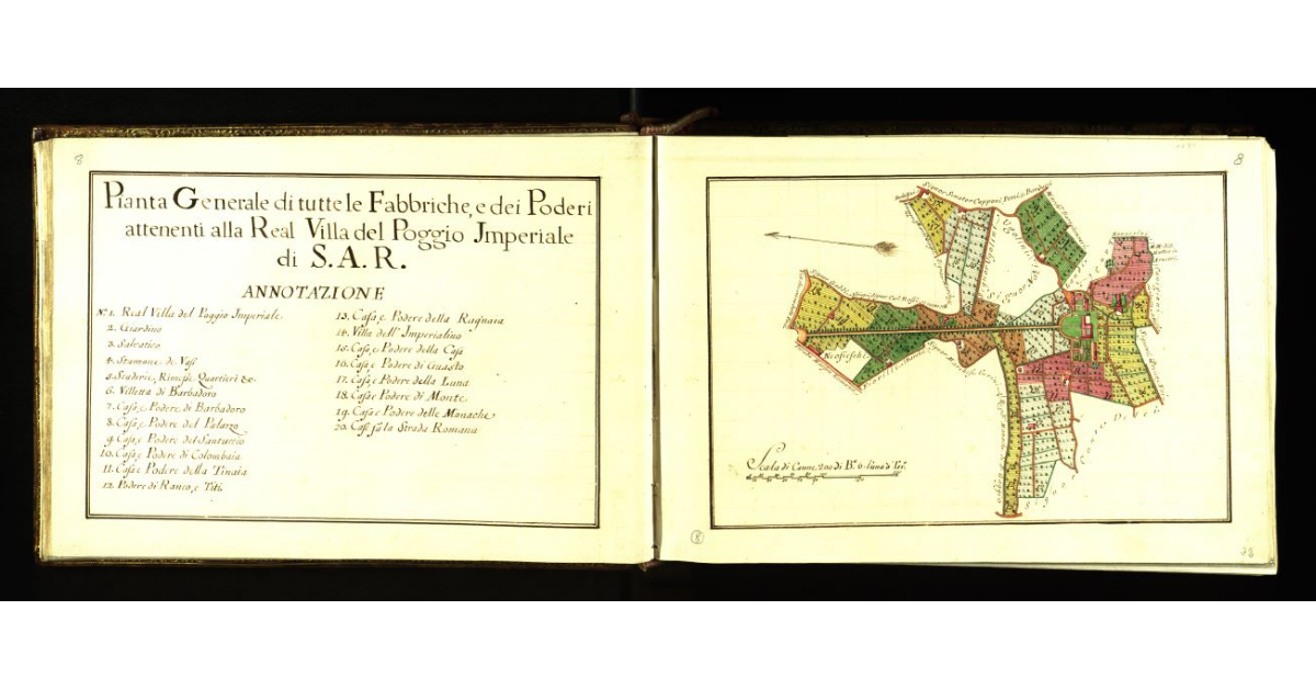 Pianta generale di tutte le Fabbriche e dei Poderi attenenti alla Real Villa del Poggio Imperiale di S.A.R. [a Firenze]