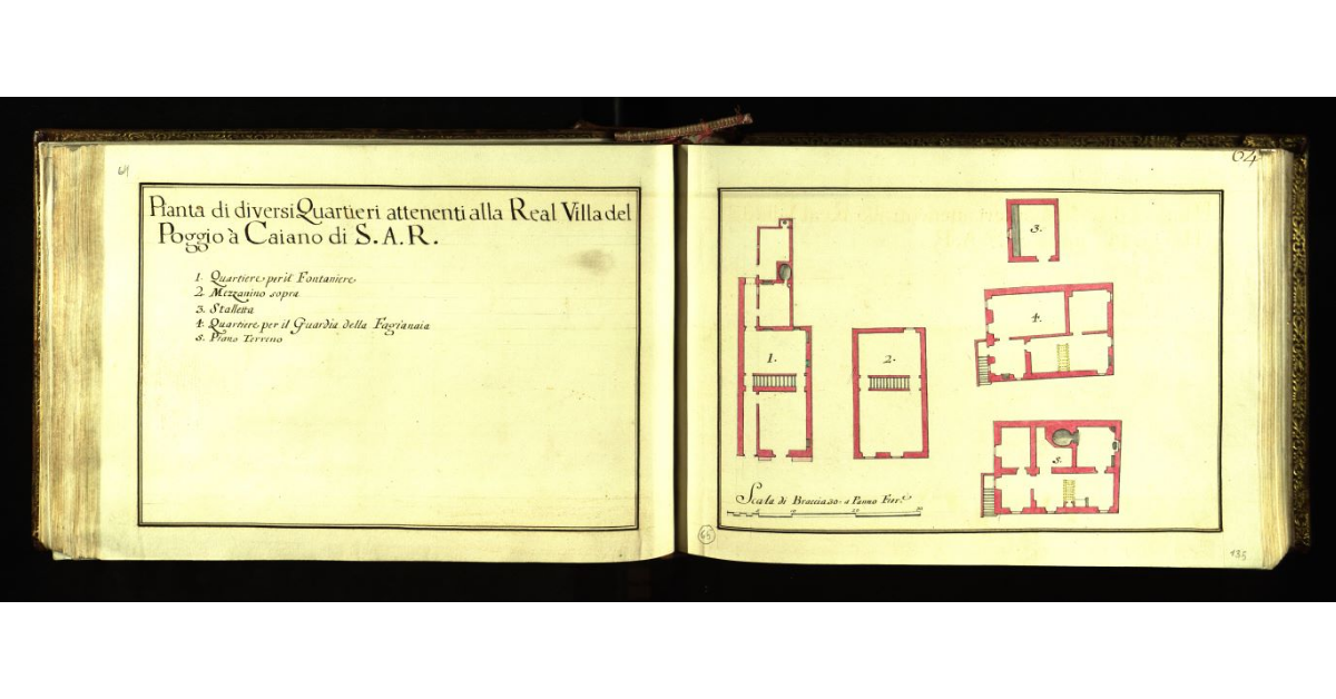 Pianta di diversi quartieri attenenti alla Real Villa del Poggio a Caiano di S.A.R