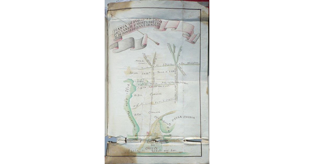 Pianta di porzione della Paccianese per mostrare i fossi di Fonteregina e Gragnano [a Chiusi]