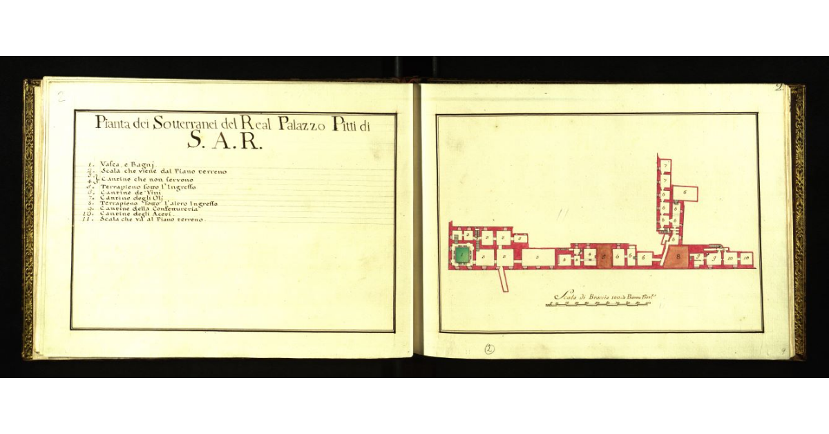 Pianta dei sotterranei del Real Palazzo Pitti di S.A.R. [a Firenze]