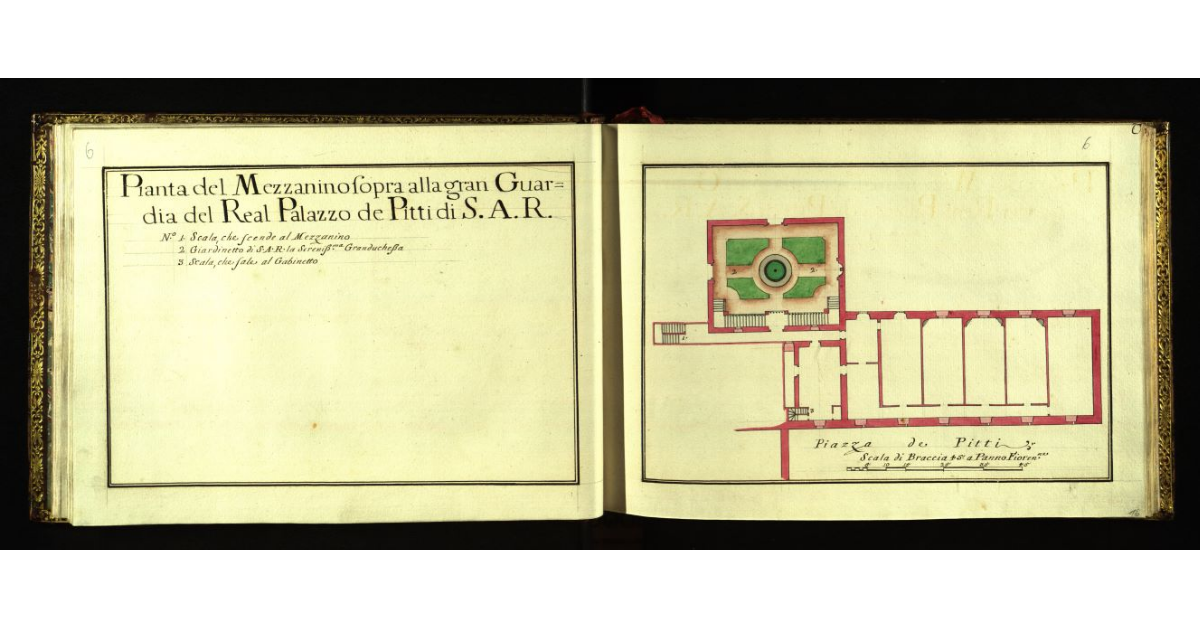 Pianta del mezzanino sopra alla gran guardia del Real Palazzo de Pitti di S.A.R. [a Firenze]