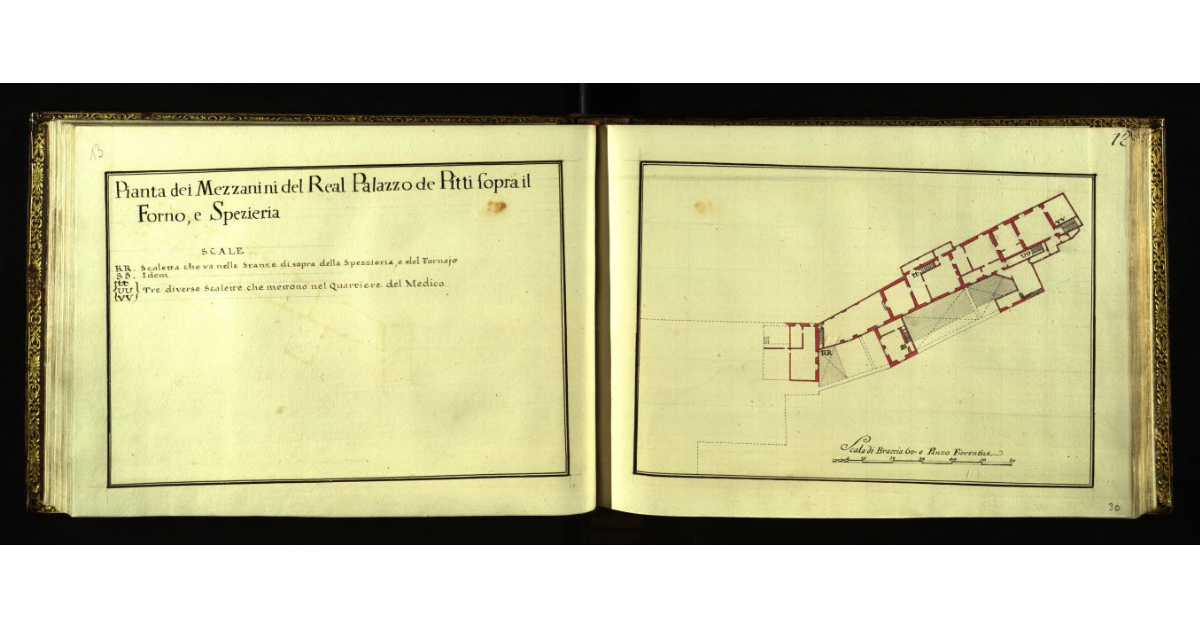Pianta dei mezzanini del Real Palazzo de Pitti sopra il Forno e Spezieria [a Firenze]