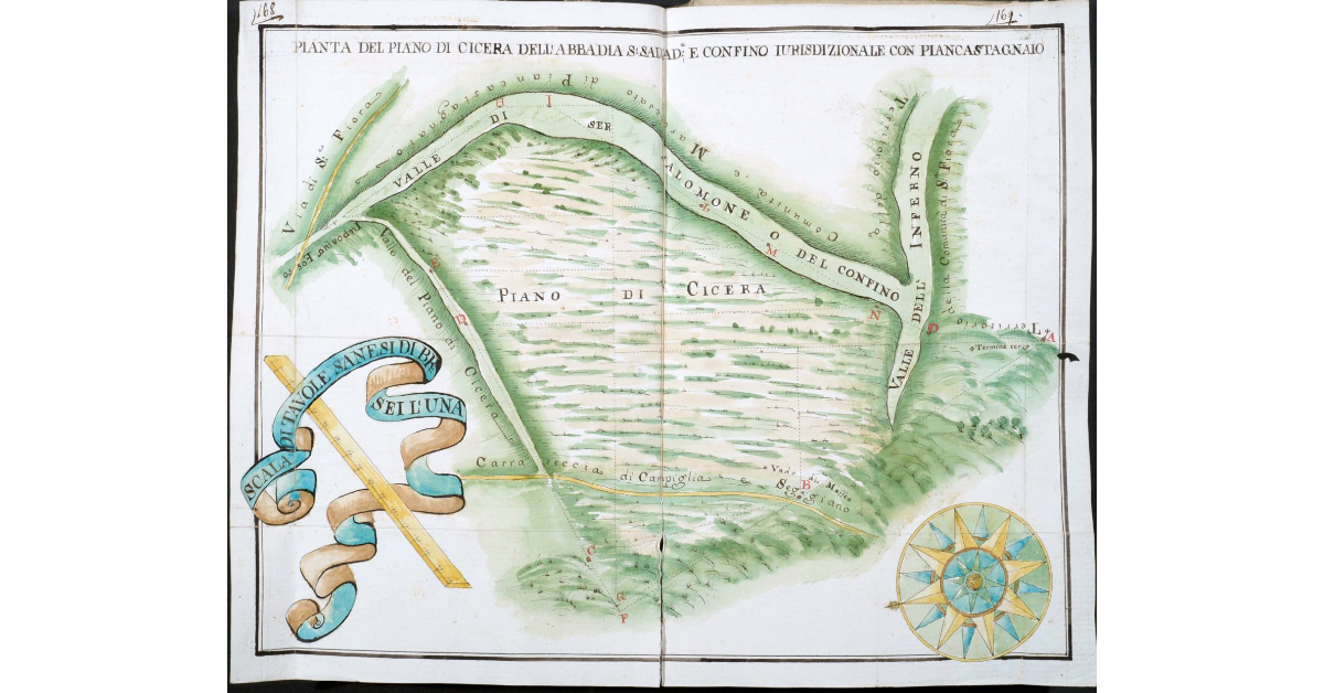 Pianta del Piano di Cicera dell'Abbadia San Salvadore e confino iurisdizionale con Piancastagnaio