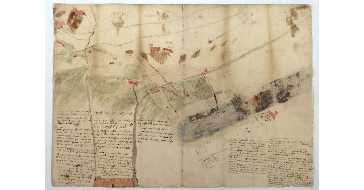 Descriptio lacus abbatiae Sesti con la figura del lago [di Bientina]