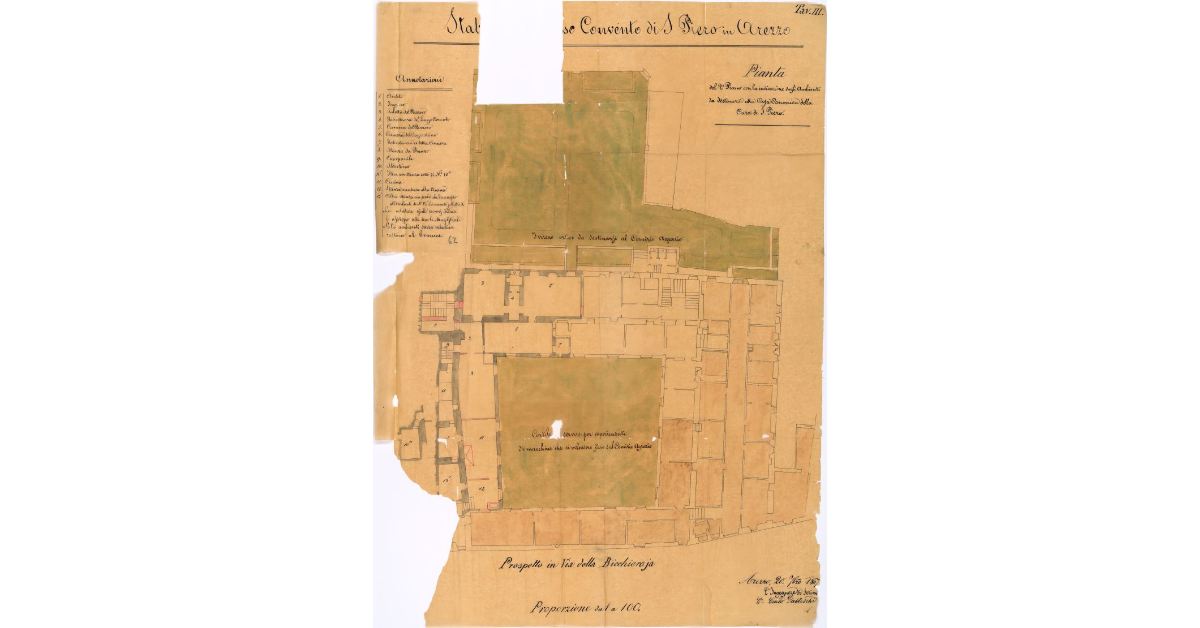 [Pianta del secondo piano dello stabile del soppresso covento di S. Piero ad Arezzo]