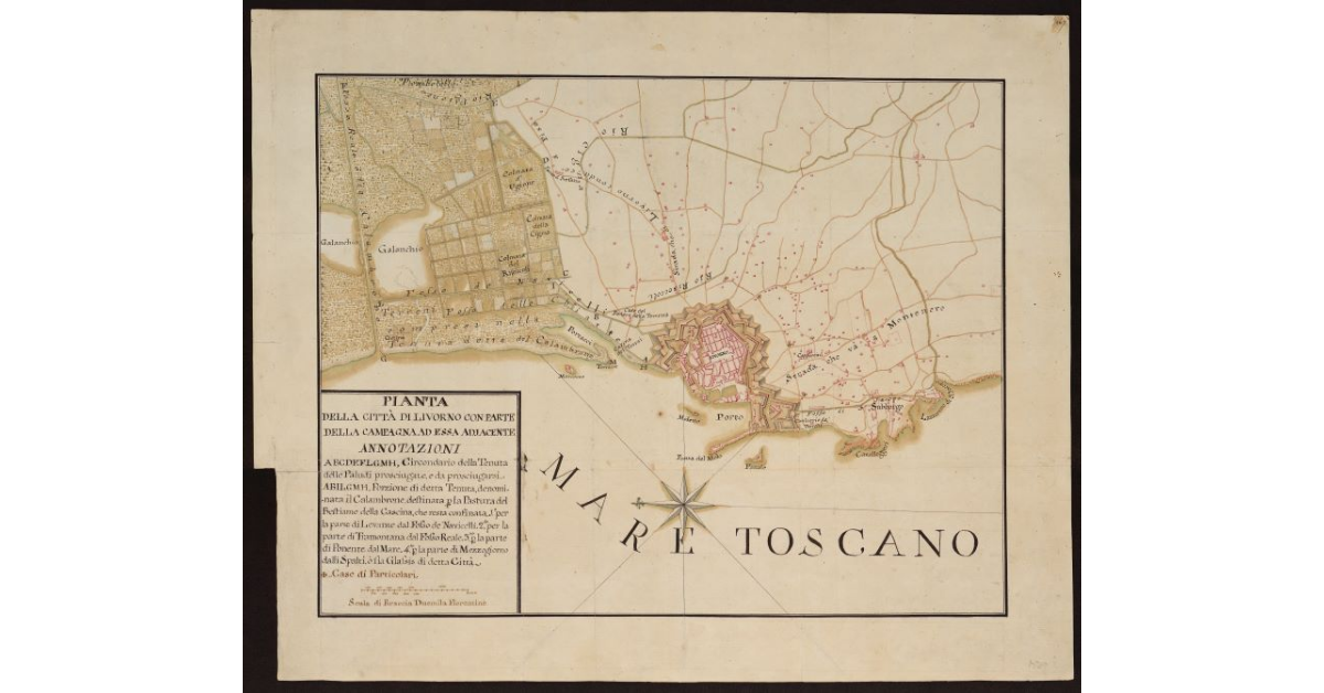 Pianta della città di Livorno con parte della campagna ad essa adiacente