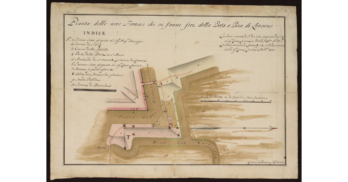 Piante delle nove fornace che si fanno fori della Porta a Pisa di Livorno