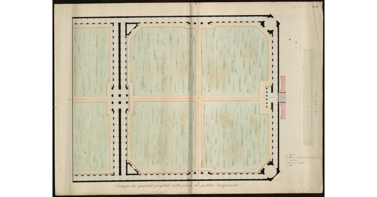 Sviluppo dei quadrati progettati nella pianta del Pubblico Camposanto [a Livorno]