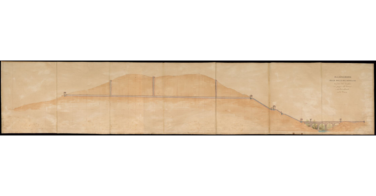 Sezione del Traforo del Poggio alle Fornaci e del Ponte Canale sulla Morra [a Livorno]