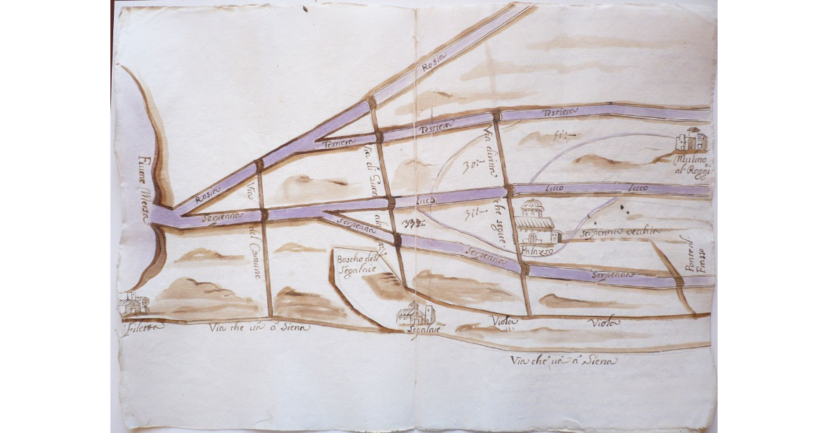 [Pianta del Piano di Rosia con i fossi Testiera, Luco, Rosia e Serpenna]