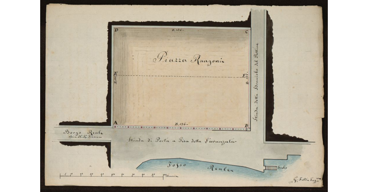 [Lavori che si rendono necessari onde migliorare la superficie della Piazzetta d'Arme denominata del Rangoni che trovasi nel sobborgo di Porta a Pisa a Livorno]
