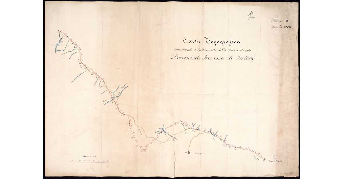 Sezione IV. Tavola XXXIV. Carta topografica concernente l’andamento della strada Provinciale Traversa di Sestino