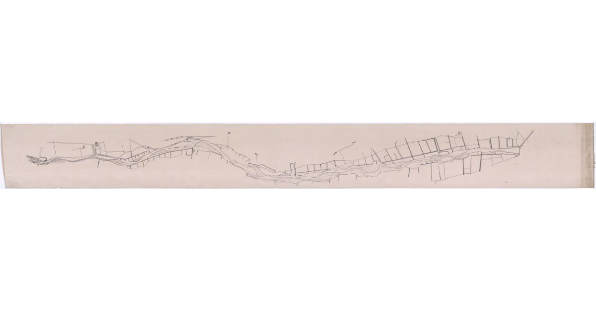 [Tratto del fiume Arno parallelo alla ferrovia Arezzo-Stia nei pressi del torrente Fiumicello dal ponte di Pratovecchio al ponte di Foderino]