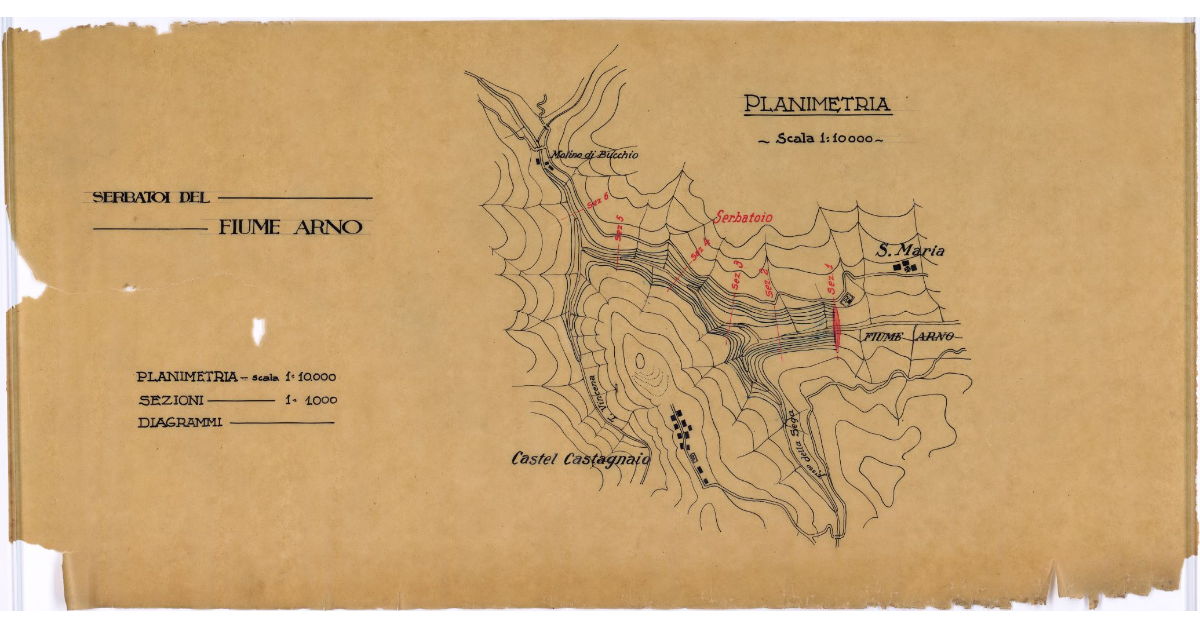 [Serbatoi del fiume Arno. Planimetria]