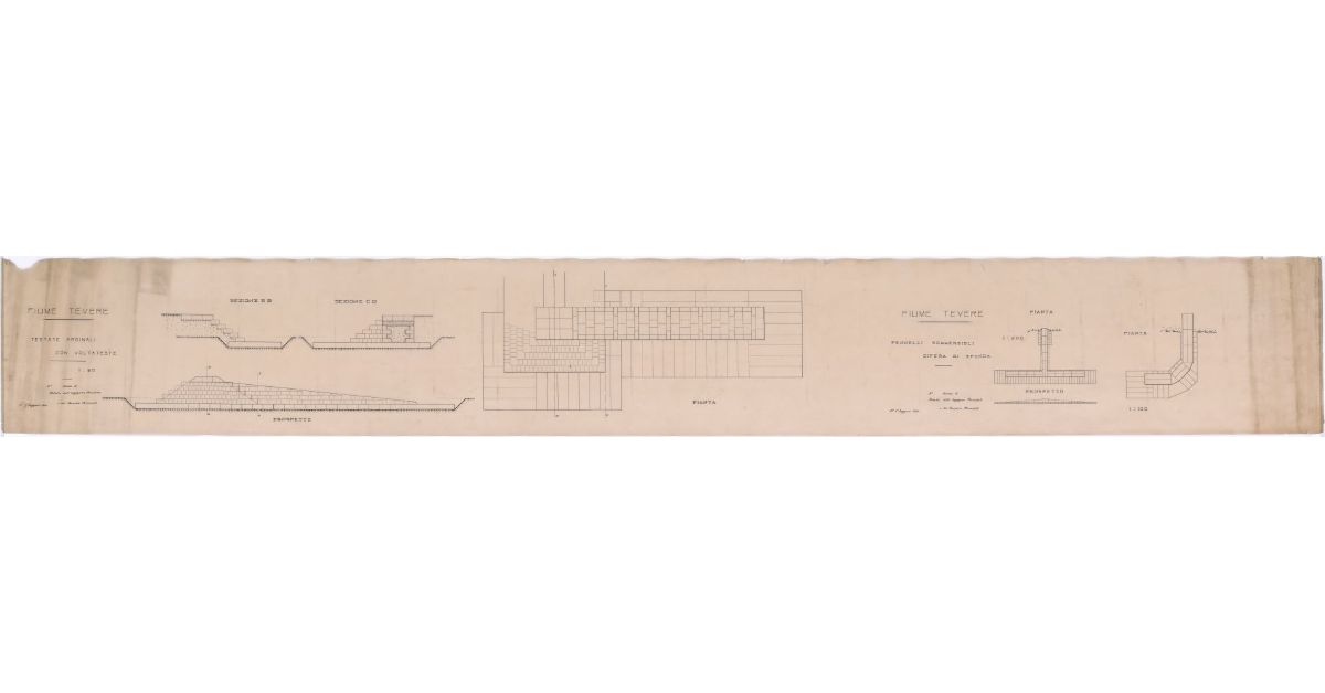 [Fiume Tevere. Testate arginali e pennelli sommergibili]