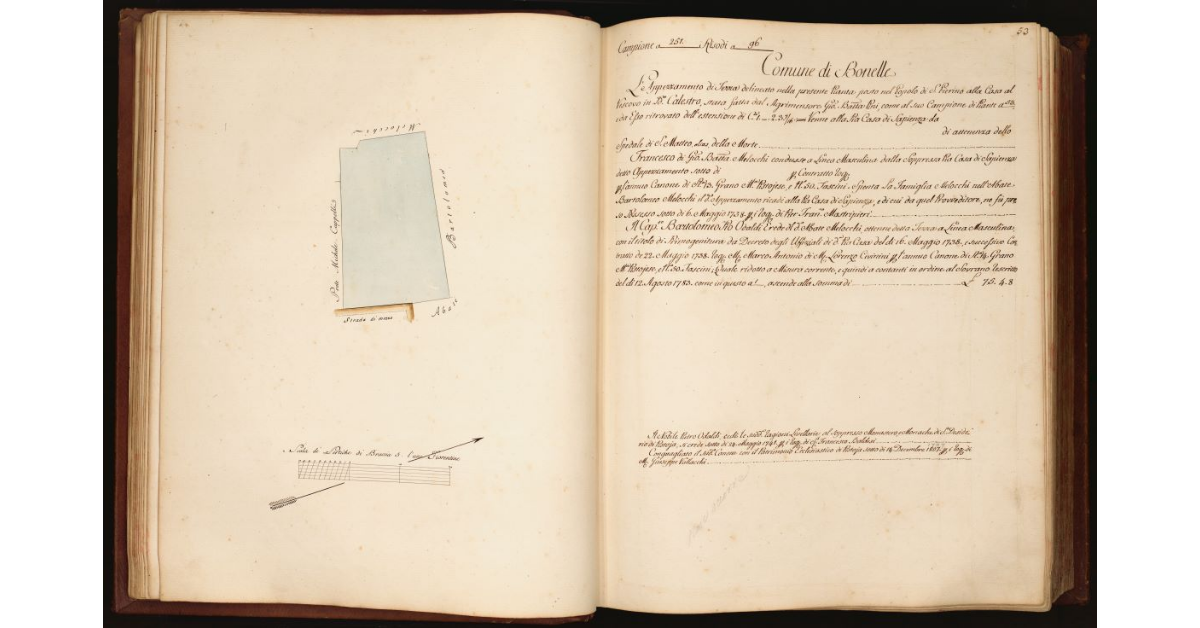 [Pianta di un appezzamento di terreno situato in località "Calestro", Comune di Bonelle, Popolo di S. Pierino alla Casa al Vescovo]