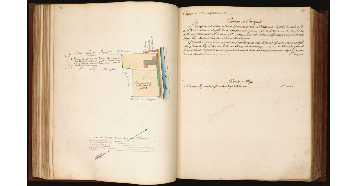 [Pianta di un appezzamento di terreno con casa da lavoratore posto lungo il fiume Brana, nel Comune e Popolo di Canapale]