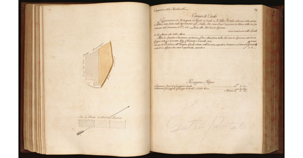 [Pianta di un appezzamento di terreno situato in località "Villa Fredda" nel Comune e Popolo di Casale]